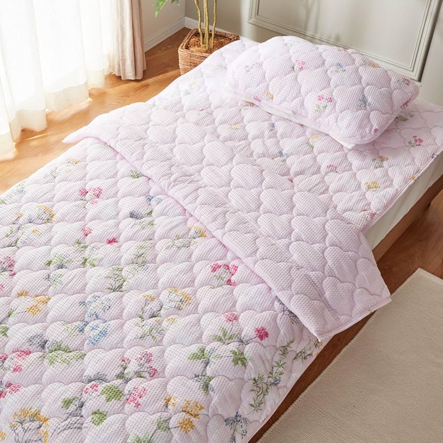 大津毛織 キルトケット&敷きパッドセット <クイーン> ピンク Amazon|大津毛織 Otsukeori やわらか・爽やか 綿混リップル
