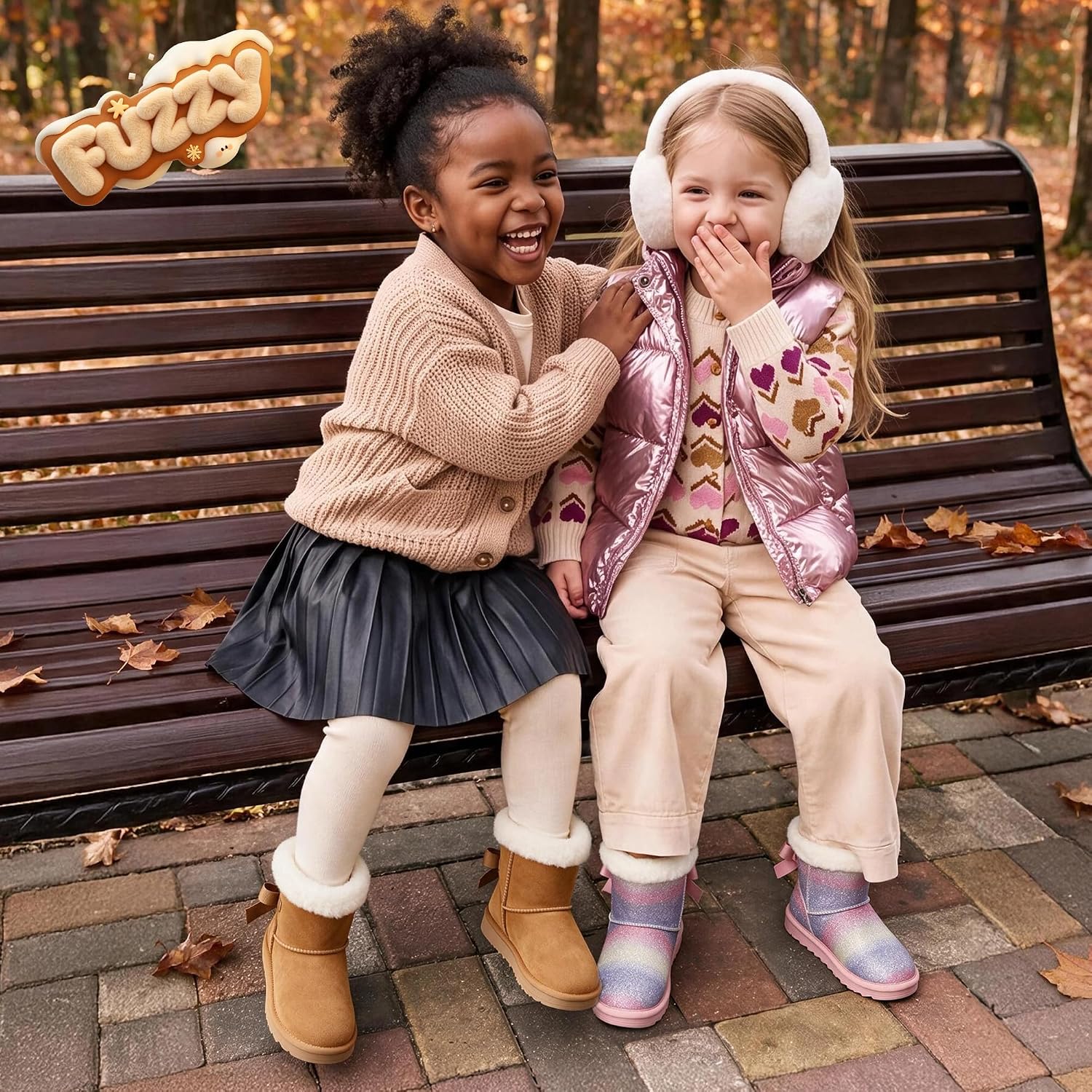 DREAM PAIRS Toddler Girls Winter Ankle Bow Boots