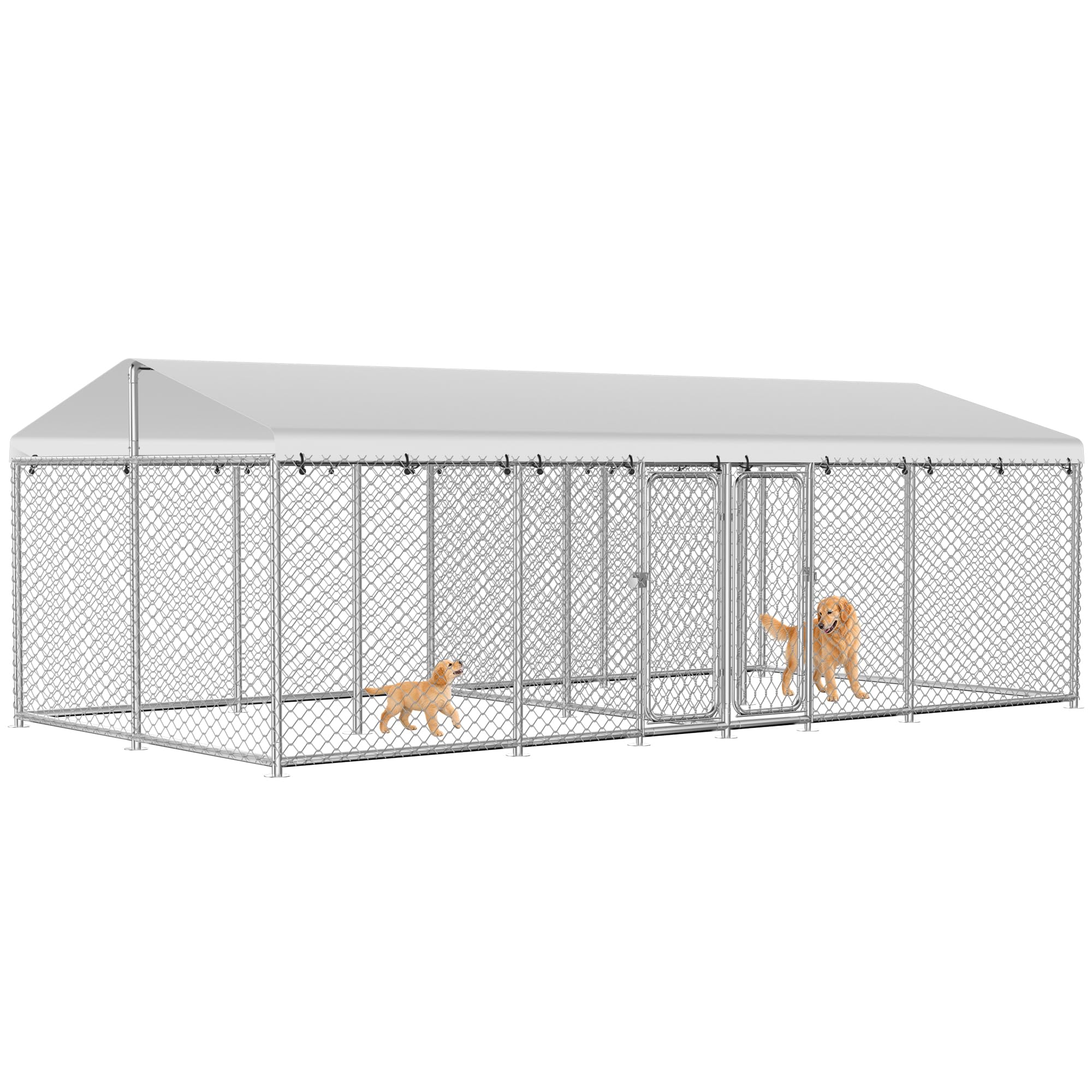 20x10 FT Extra Large Dual Outdoor Dog Kennel, Heavy Duty Dog Enclosure