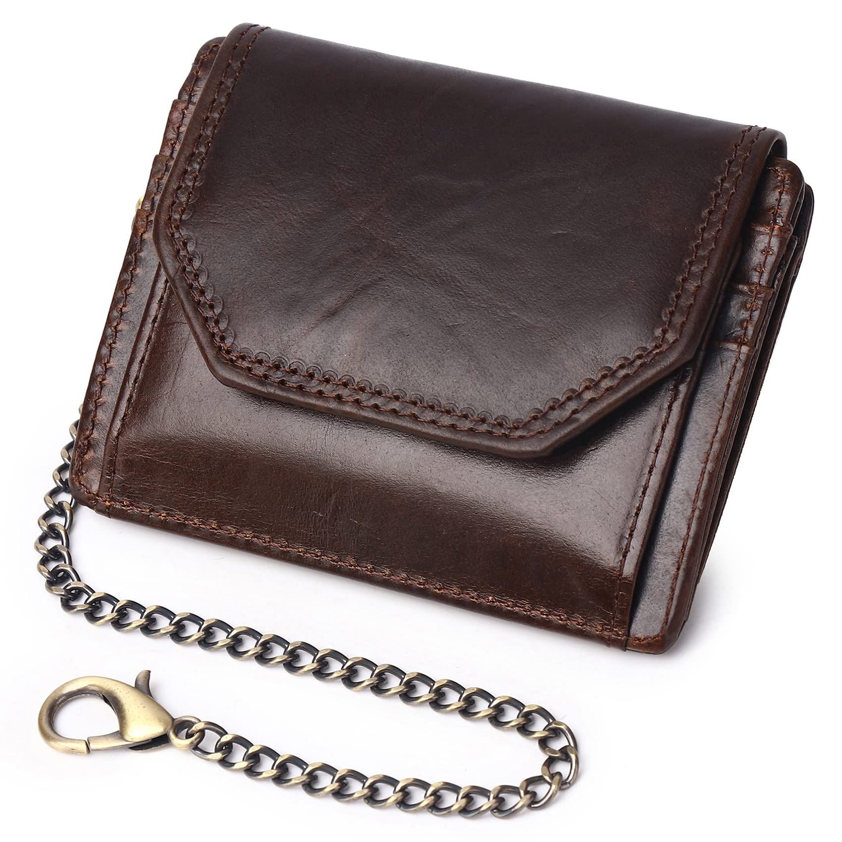 Billetera Plegable Cartera De Piel Con Cadena Para Hombre Carteras