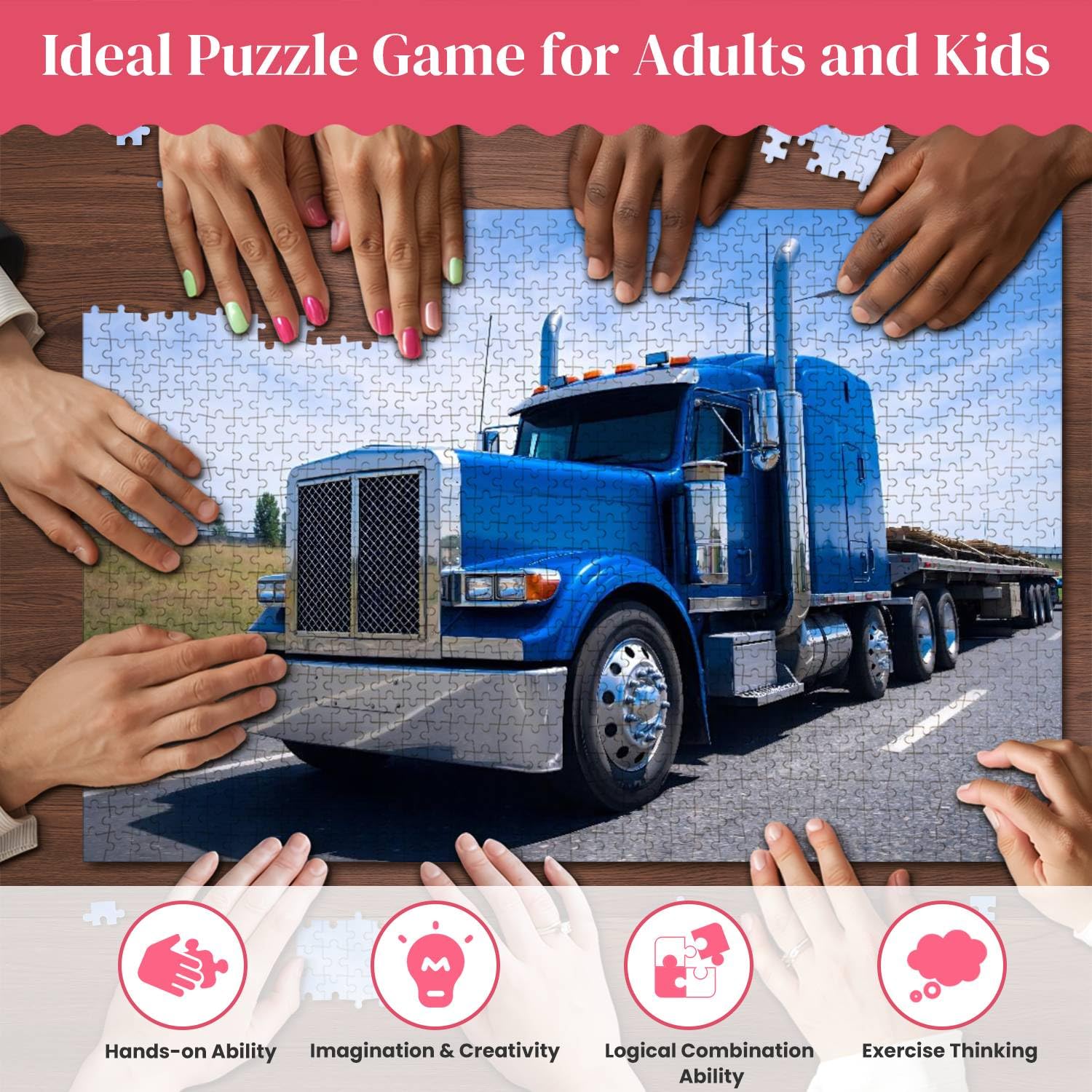 Amazon.com: 1000 Piece Big semi Truck Blue Wolf of Roads Large