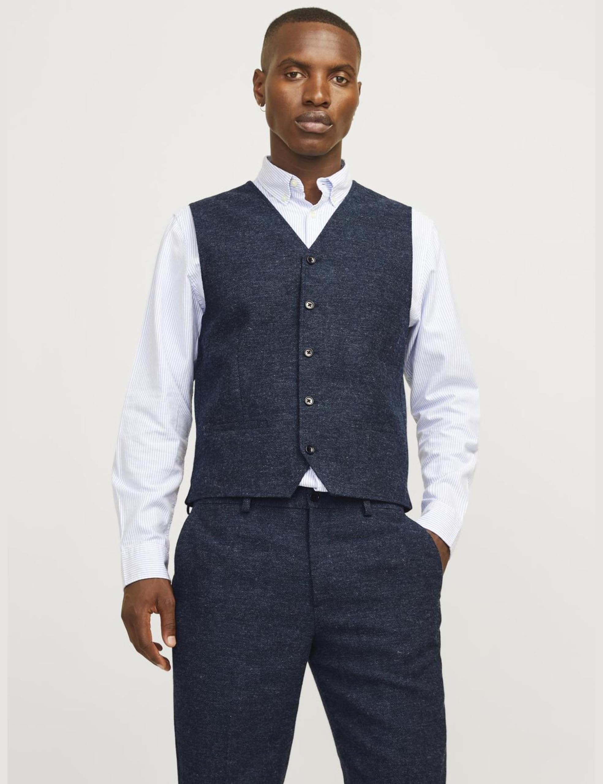 Jack & Jones Jprwinter Twill Waistcoat, granatowy/dopasowanie: slim fit, 52
