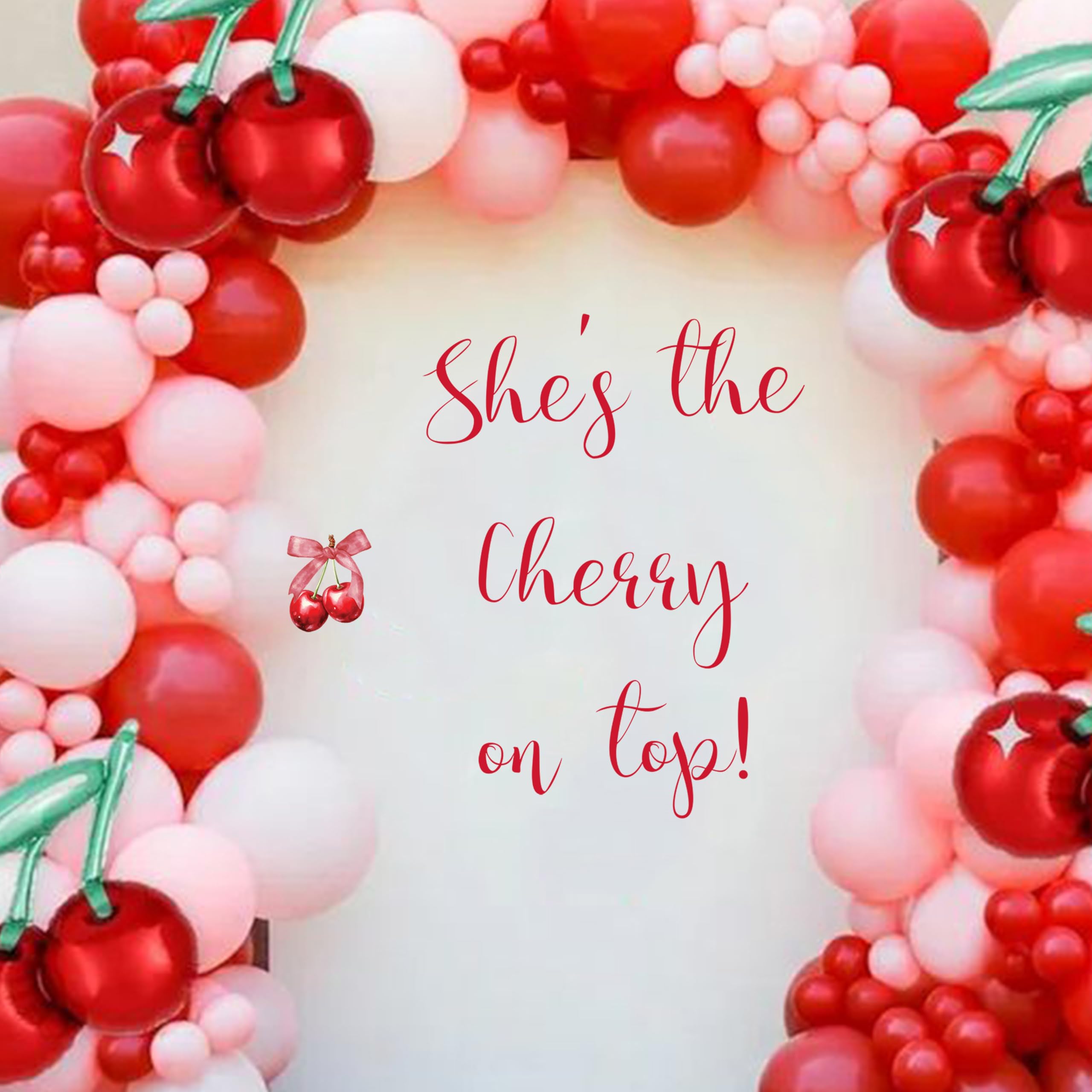 Gostman She's The Cherry On Top Decal - Cherry Themed Baby Shower Decoration,Gender Reveal Party Supplies