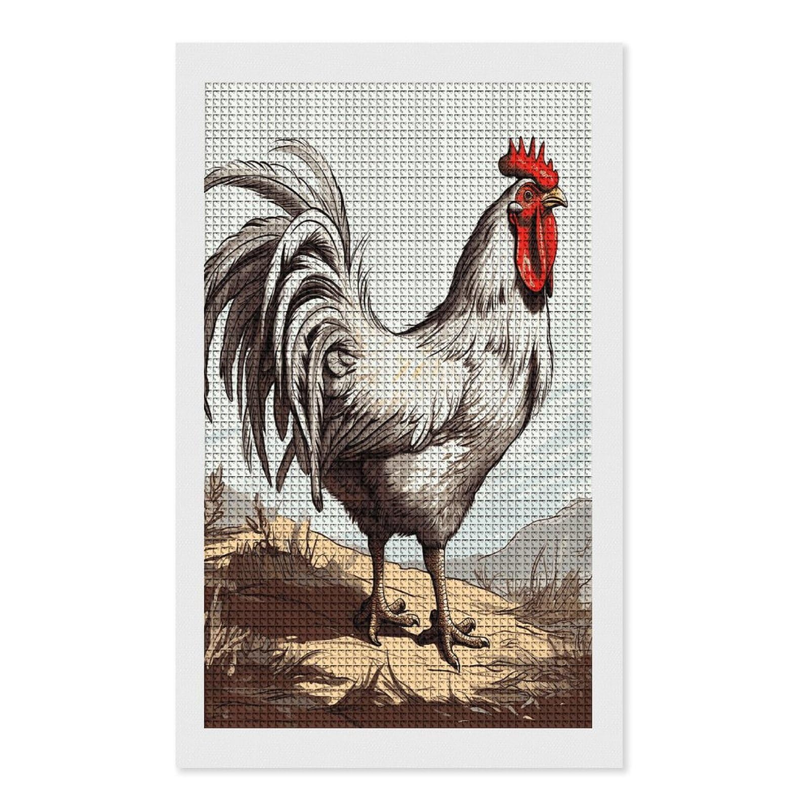 Chicken Sketch Diamond Art Kits for Adults, DIY 5D Diamonds Painting Kits for Beginner, Round Full Drill Diamond Dots Painting, 12"x20" Diamonds Pictures Gem Art and Crafts Wall Decor