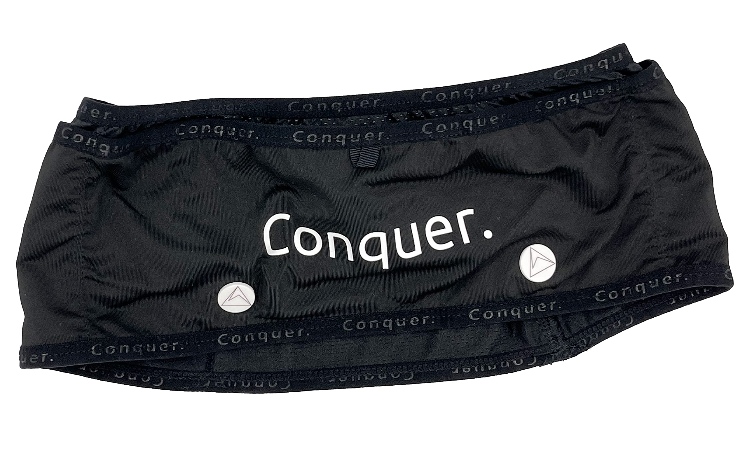 Conquer. Laufgürtel mit Handytasche zum joggen | eng anliegende Lauftasche Damen & Herren mit Handyhalterung, Fach mit Reißverschluss und für Trinkflasche | Trinkgürtel, Running Belt (Laufgürtel, S/M)