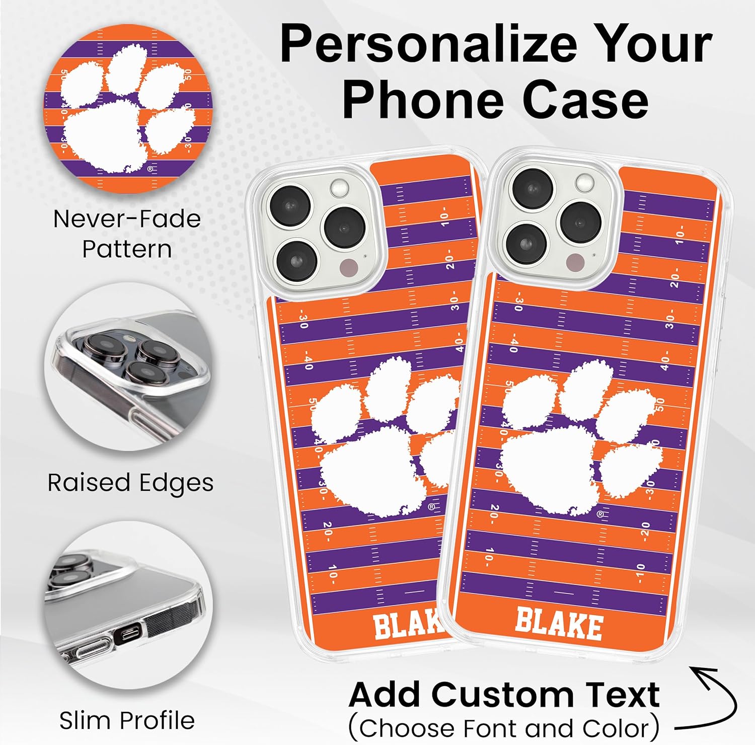 Affinity Bands Clemson Tigers HD Custom Name Phone Case Compatible with MagSafe Apple iPhone 16 Pro (Field)