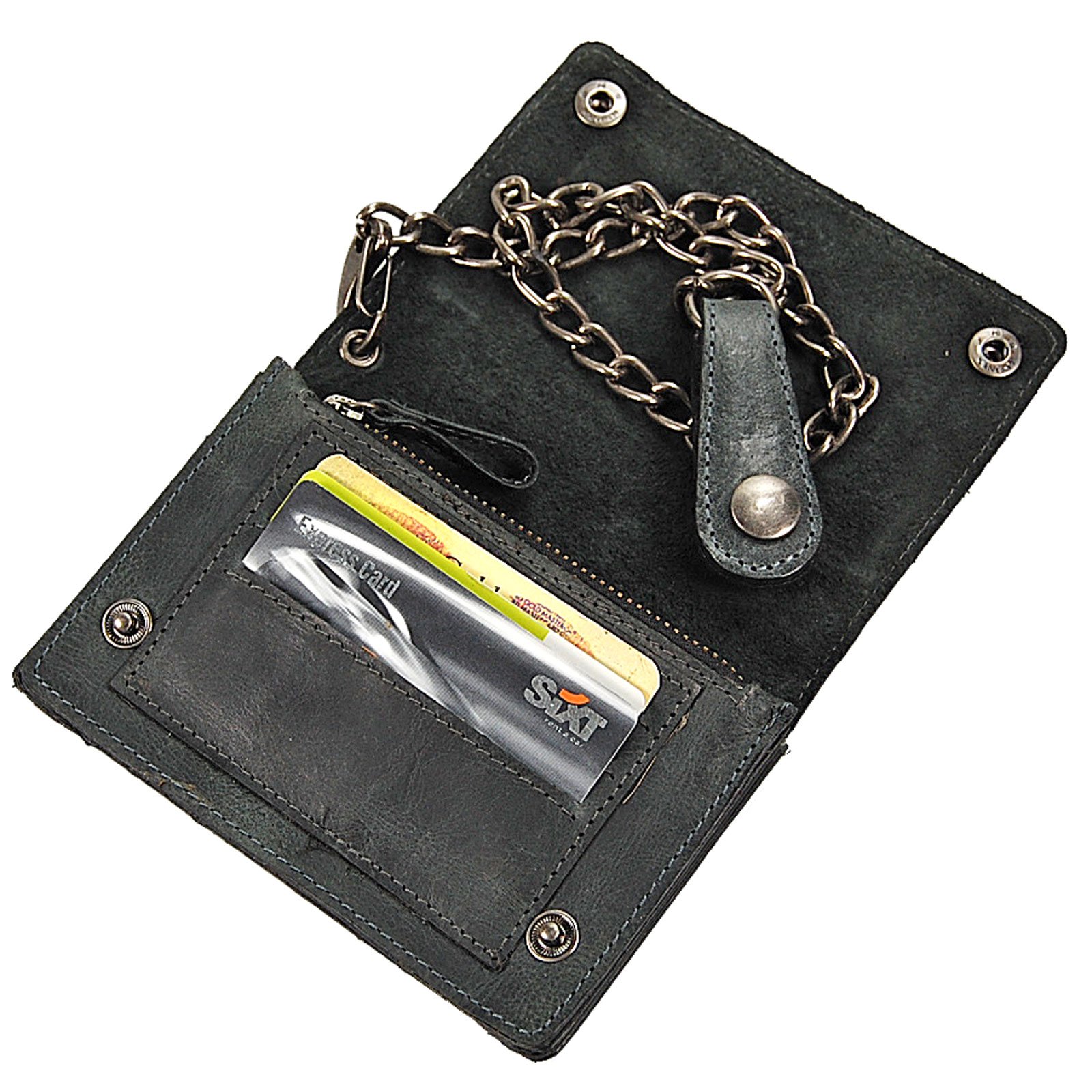 Branco - Cartera de piel con cadena para hombre, Negro Vintage, M, Carteras de hombre