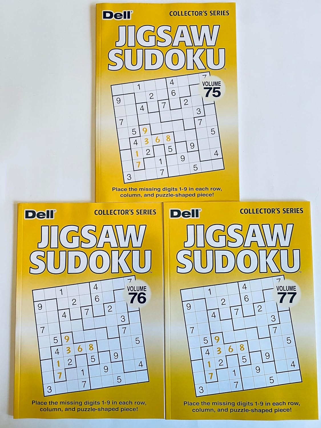 Volumes 75,76, and 77 of The Jigsaw Sudoku from The Dell Collectors Series (Penny Press)