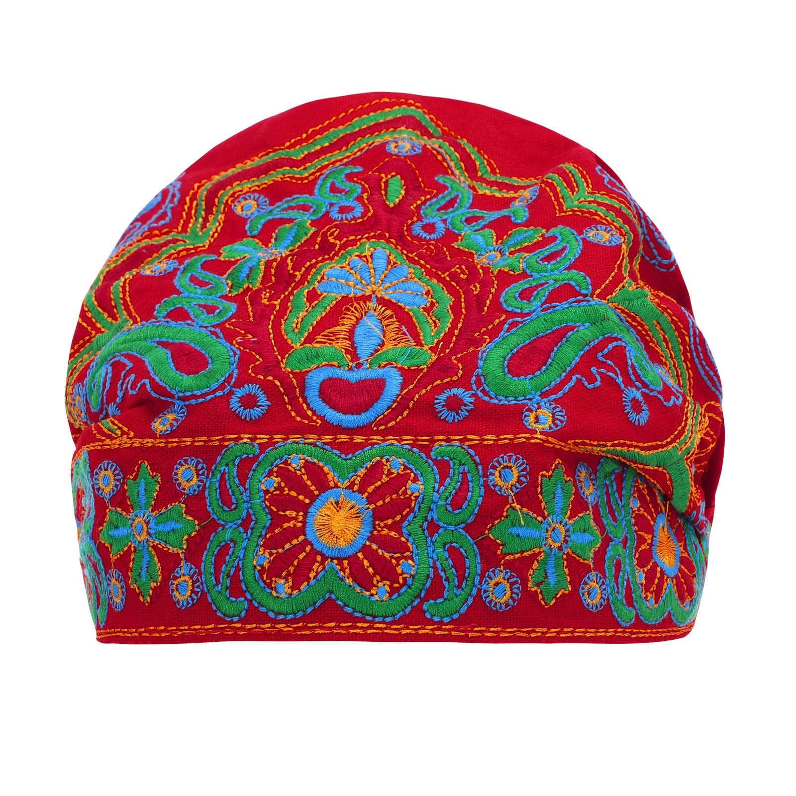 Ethnic Style Embroidered Headscarf Hat for Women Adjustable and Suitable for Straight Curly Hair Brimless Hats
