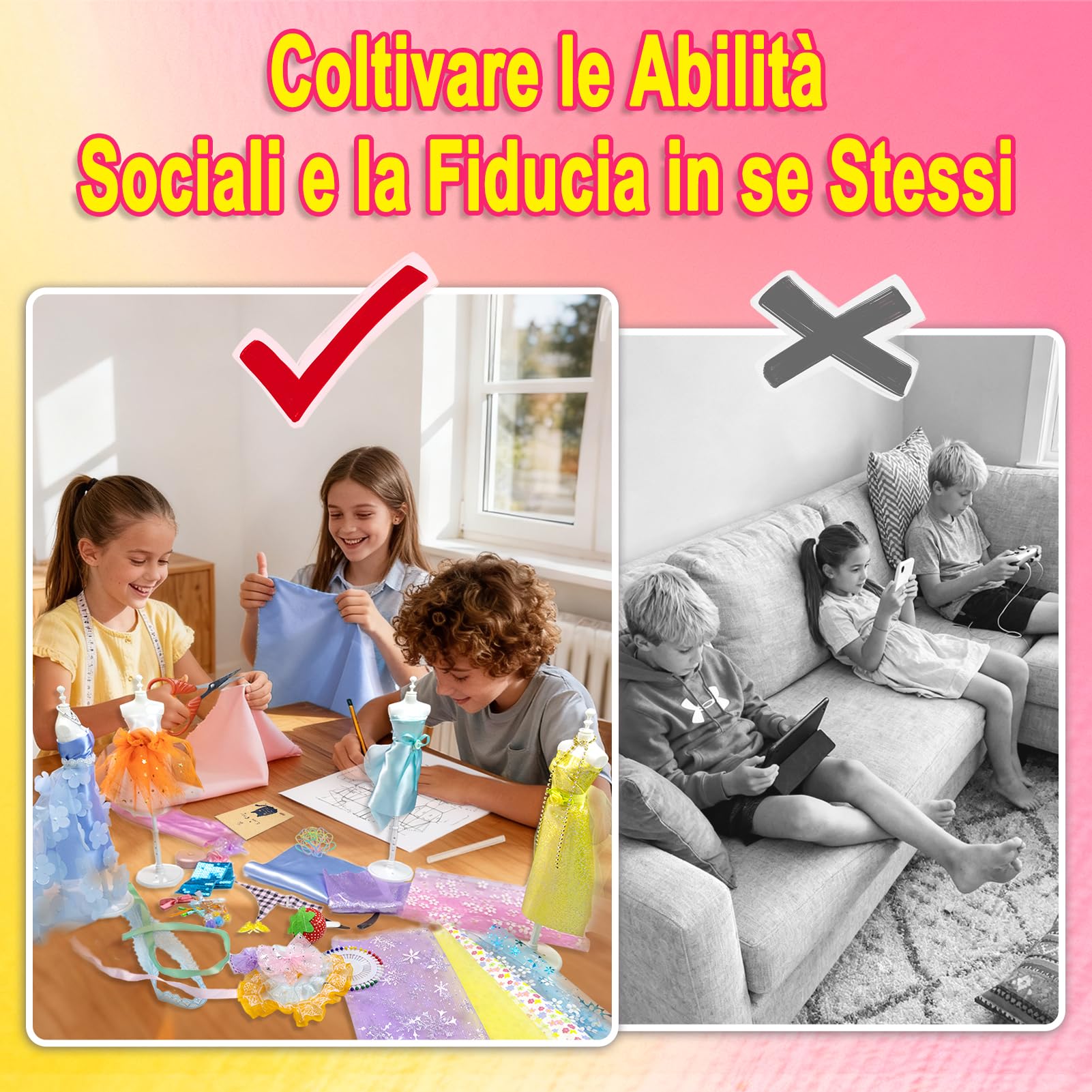 Beanewone Fashion Designer Kit 1000+ Pezzi, Kit Cucito Bambina Include 30 Pezzi di Tessuto e 6 Manichino, Kit di Design di Moda per Ragazze 6 Anni, Arte e Artigianato Creativi 6 7 8 9 10 11 12+ Anni