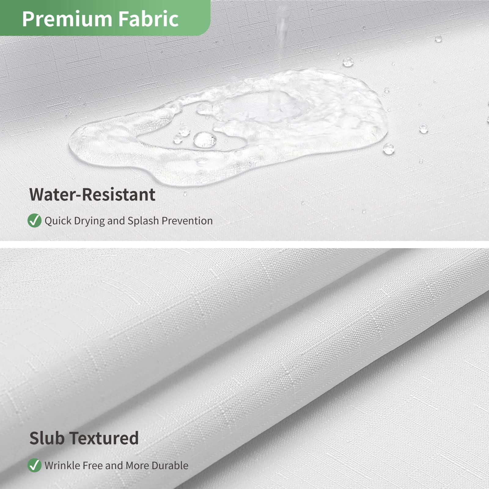 eachope Cortina de Ducha extralarga sin Gancho con Forro de Tela a presión, Cortinas de Ducha de Tela Texturizada para baño, Cortina de Ducha Moderna Estilo Hotel, Impermeable y Lavable, 71 x 98