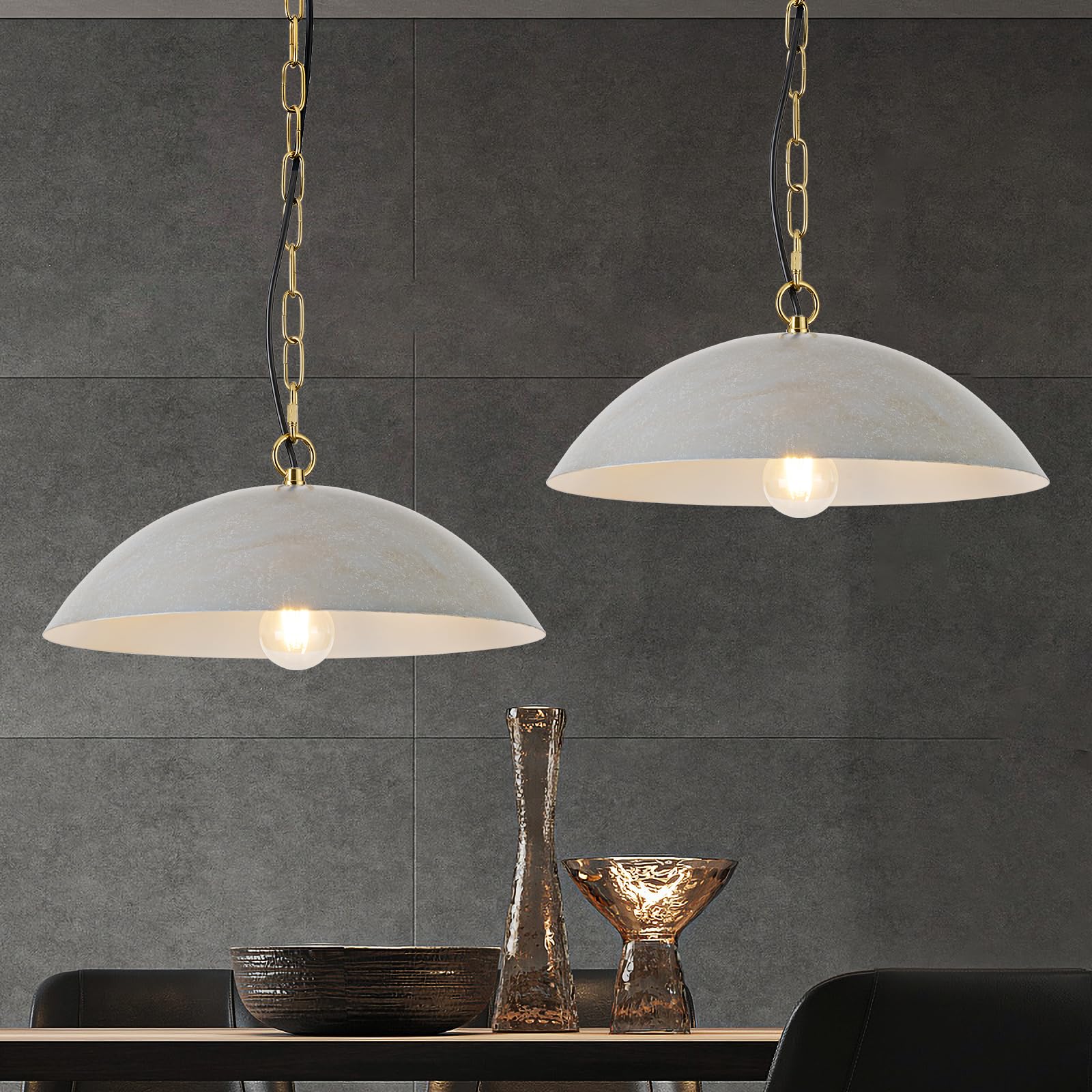 Photo 1 of Ludil 16" Pendant Lights, 2-Pack, Gray