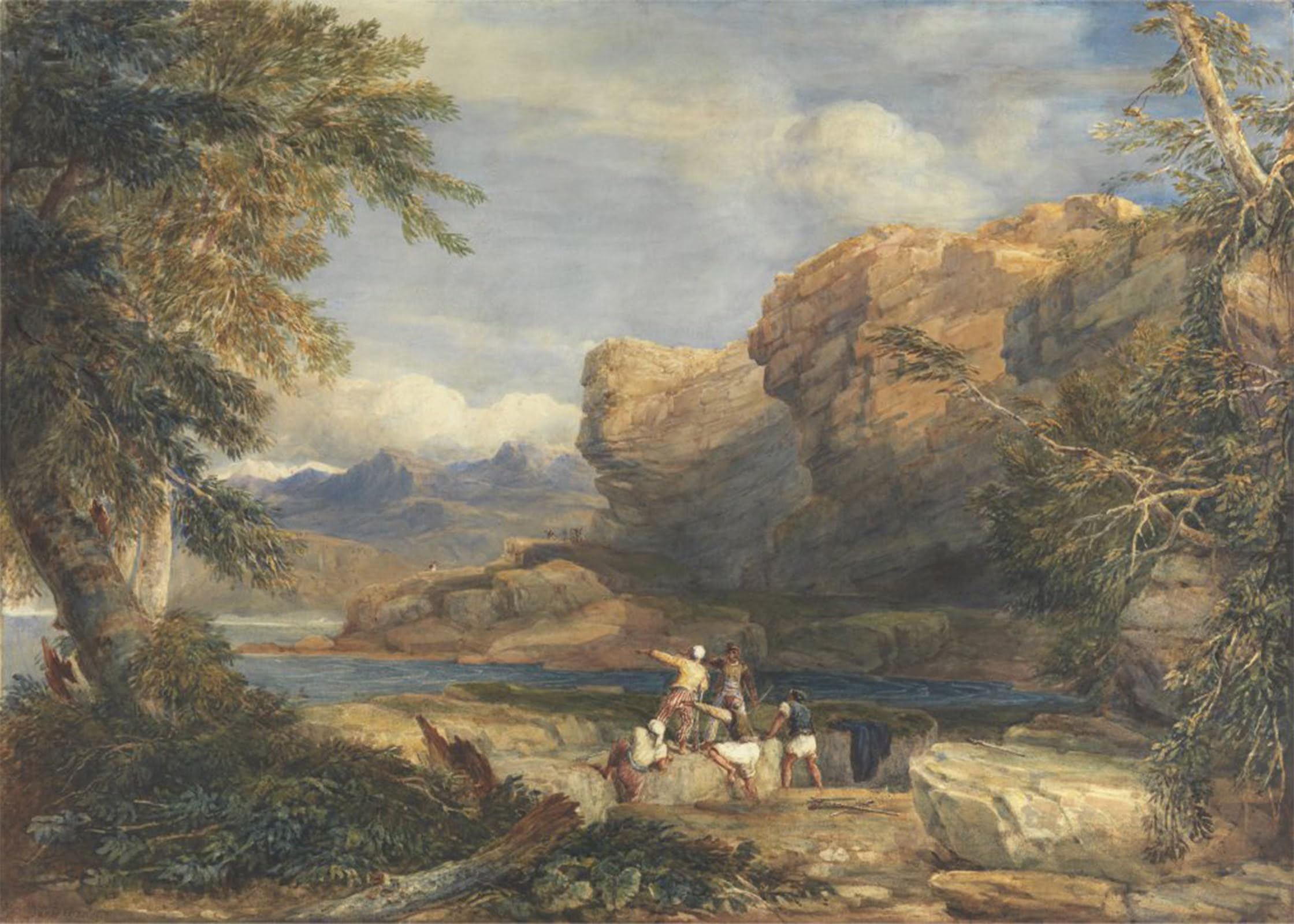 ARTXLXXBN Famous Painting Canvas Artwork Graffiti Print Pirate's Isle by David Cox Portrait Canvas Image for Home Decor 60x90cm