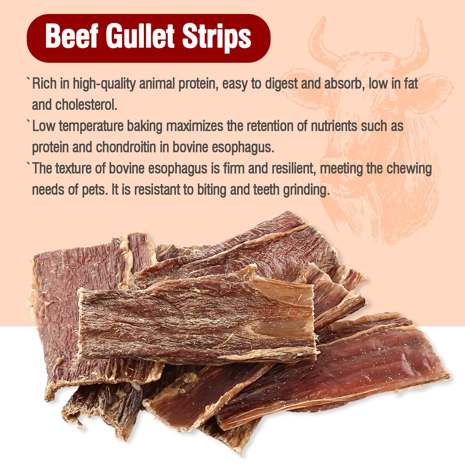 Friandises pour Chiens à Base d'œsophage de bœuf, friandises à mâcher saines, entièrement Naturelles et à ingrédient Unique pour Chiens, Riches en protéines et Longue durée,80G (80 G)