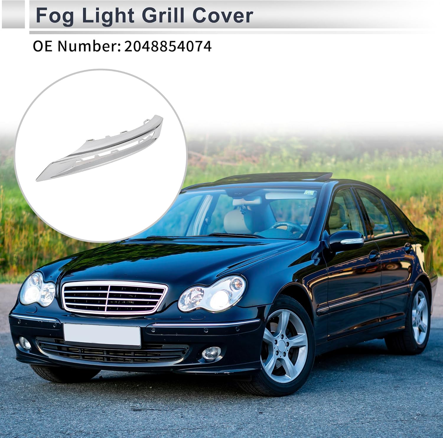 Front Right Fog Light Grill for Mercedes Benz GLK 2014-2016 Front Lower Bumper Fog Light Cover Inserts No.2048854074 ABS 1 Pc - Image 2