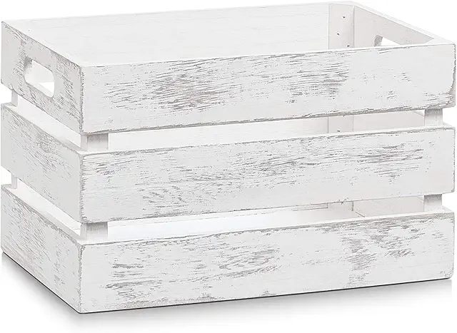 Vintage Holz Aufbewahrungskiste weiß, ca. 31x21x19,5 cm - Ordnungsbox