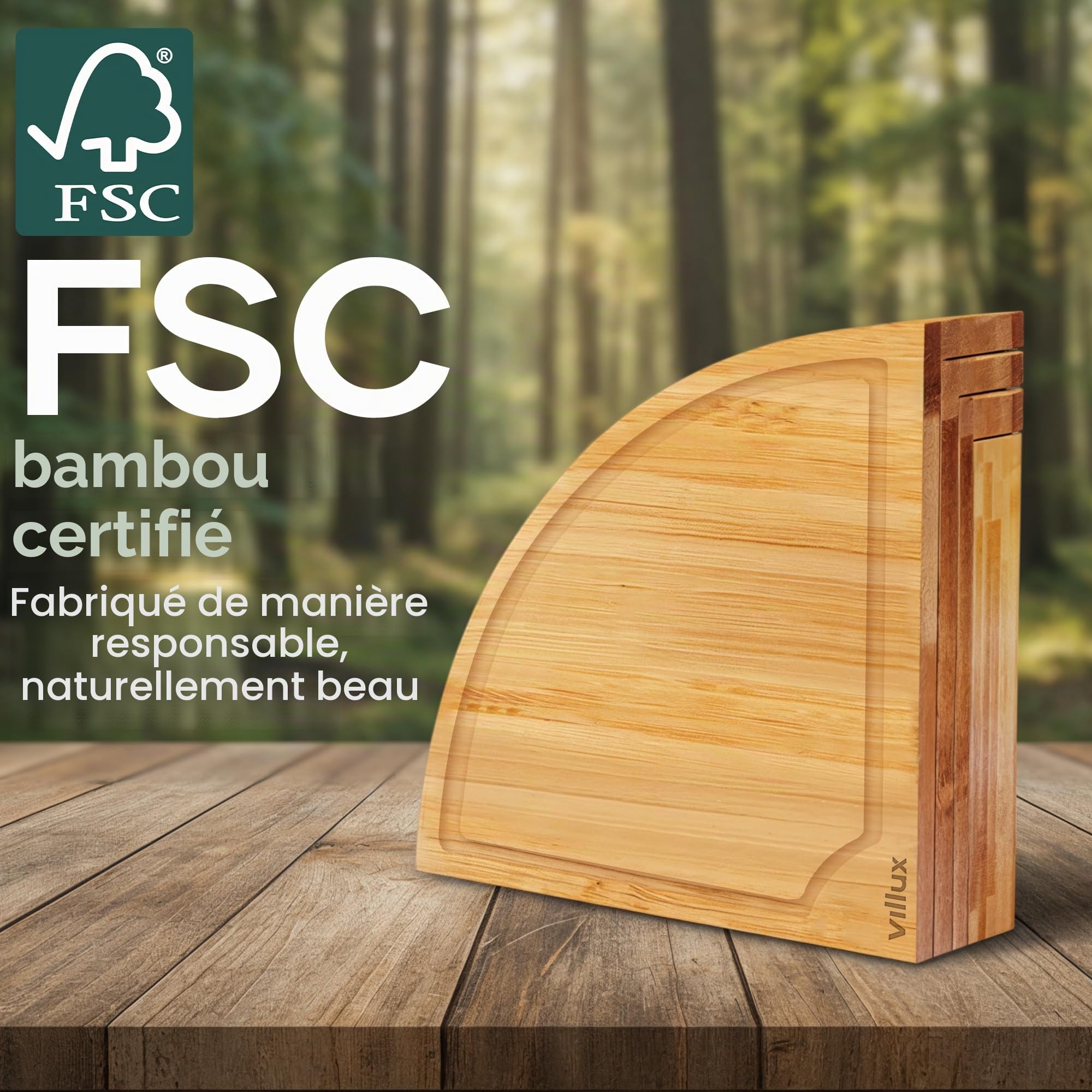 Plateau de Service en Bambou - Plateau à Fromage et Charcuterie Avec Set de Couteaux - Planche en Bois