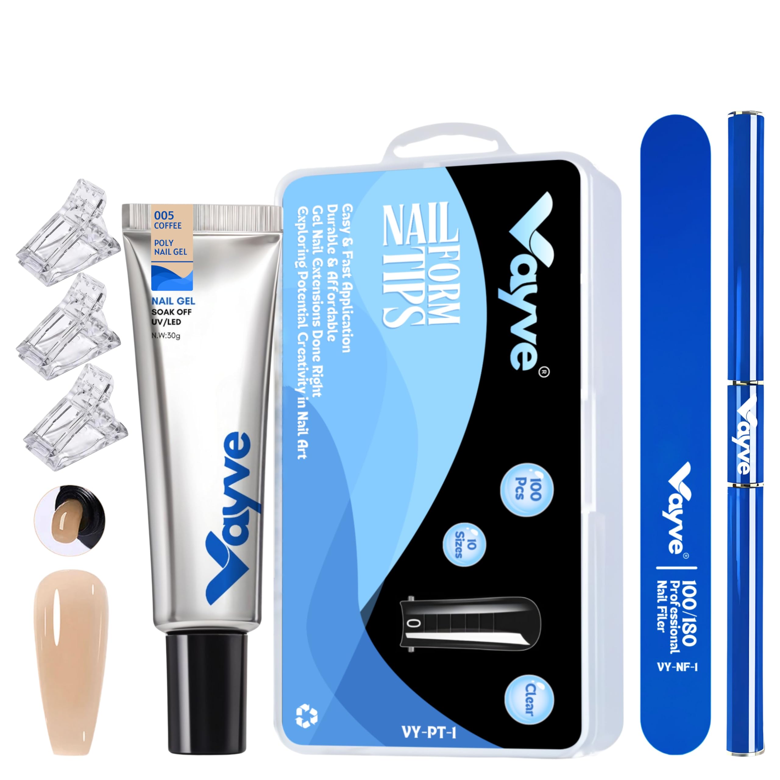 VAYVE PolyGel Nail Art Kit, Nail Extension Set, Builder Gel UV Lamp Compatible Toxic Free Tools for Beginners and Professionals | Pack of 1 (COFFEE) UV LAMP REQUIRED-image-46