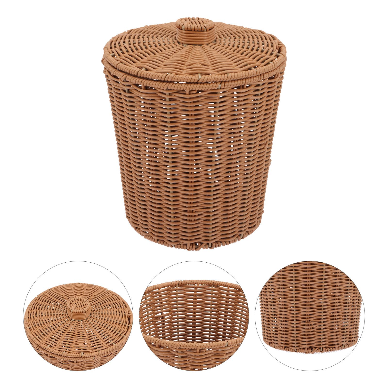 Pp Cesto Portaoggetti con Coperchio Marrone per Casa e Ufficio | Organizzazione Pratica, Contenitore Multifunzione, Stile Intrecciato, Formato Xh22-020 Grande, Accessorio Incluso