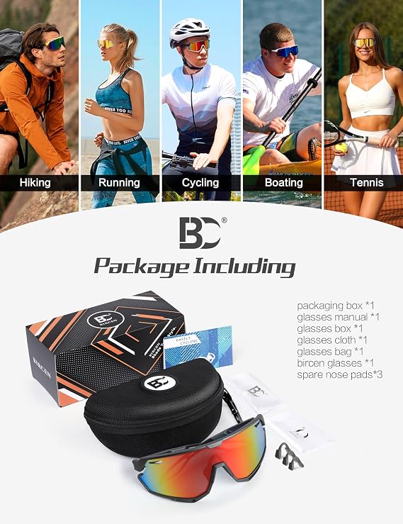 BIRCEN Photochromic Cycling Goggles: Mountain Bike Sports Sunglasses for Men Women Running Riding MTB Baseball