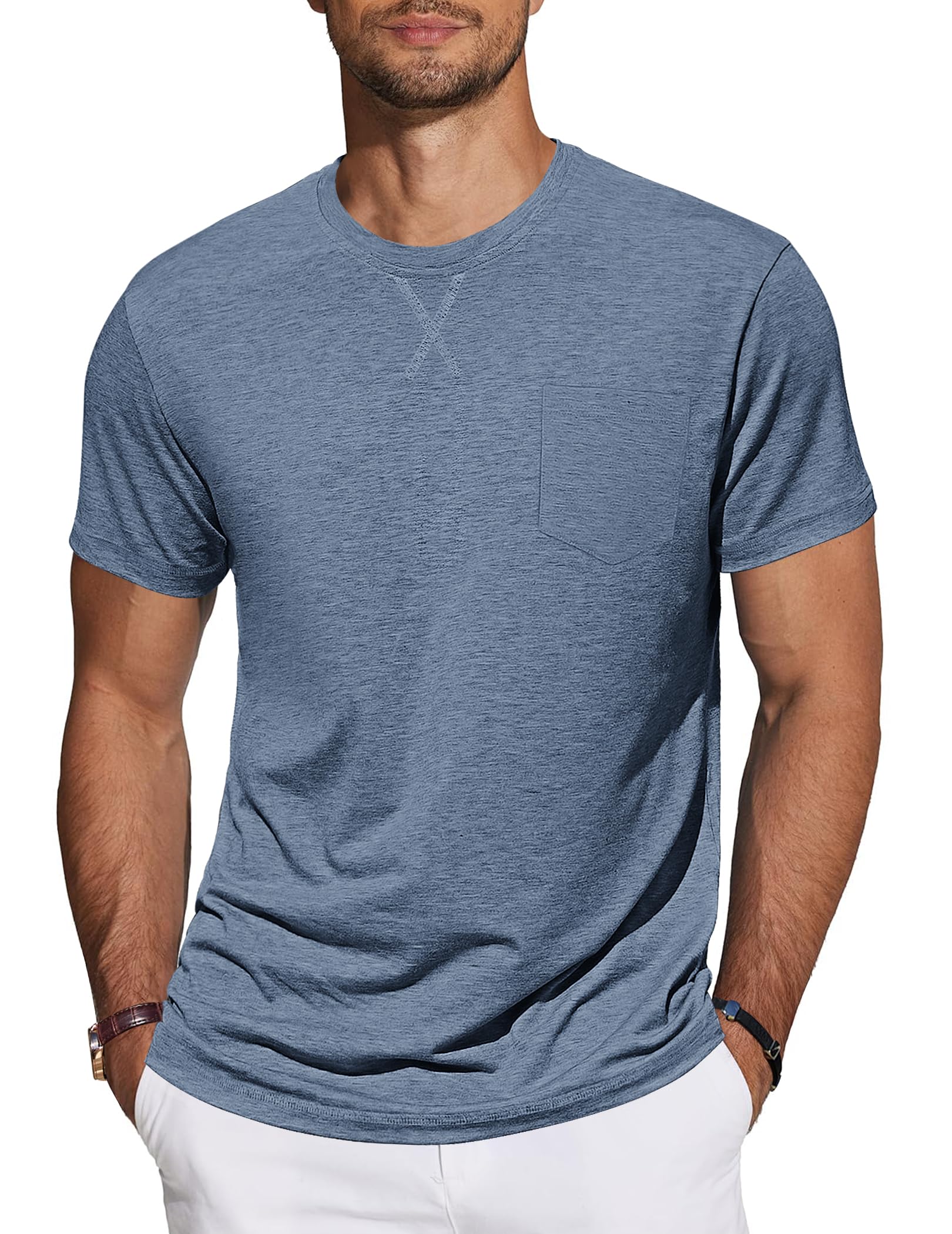 TARAINYA T-Shirt Herren Baumwolle Kurzarm Rundhals Einfarbig Shirts Männer Sommer M-4XL