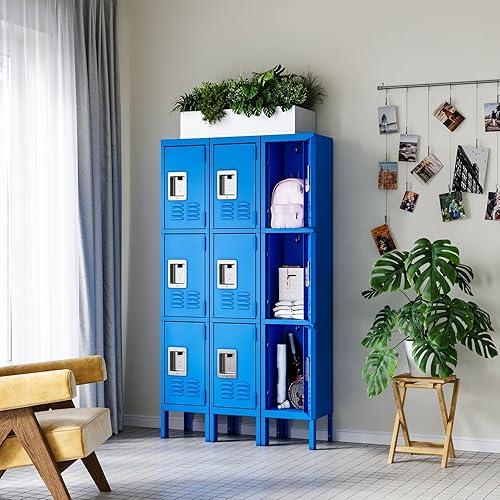 Vista 46 de Letaya Taquillas de metal, 5 puertas de 66 pulgadas de alto, armarios de almacenamiento de acero con cerradura para empleados, escuela, gimnasio