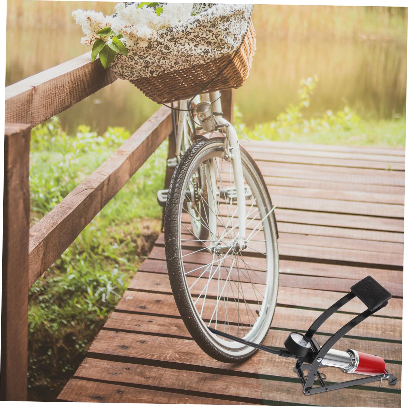 ifundom Bomba de Bicicleta de Hierro Compacta Alta Presión para Neumáticos y Balones, Inflador Portátil Adecuado para Ciclismo y Uso Doméstico