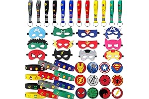 Superhero Party Favor Supplies 12 Masks 12 Key Chains 12 Bracelets