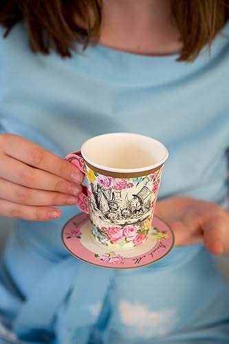 Miniatura 3 de Talking Tables Suministros de fiesta de Alicia en el país de las maravillas juegos de tazas de té y platillos  Ideal para fiestas de té con