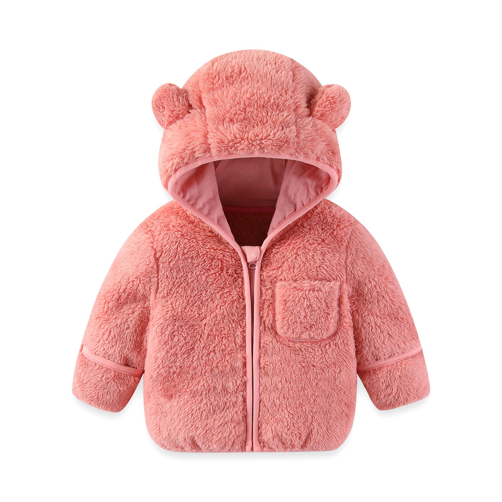 AiWMGL Baby Infant Boys Girls Winter Coat with Fold-Over Mittens Fleece Outwear Jacket Warm Clothes Bear Hooded
