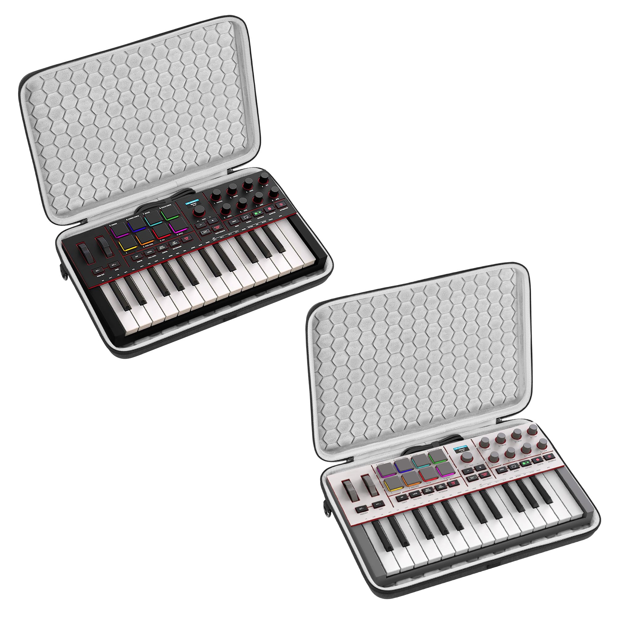Geekria Twarda walizka podróżna, kompatybilna z Akai Professional MPK Mini IV, Novation FLkey 2 Mini 25, torba transportowa na klawiaturę kontrolera MIDI (ciemnoszary)