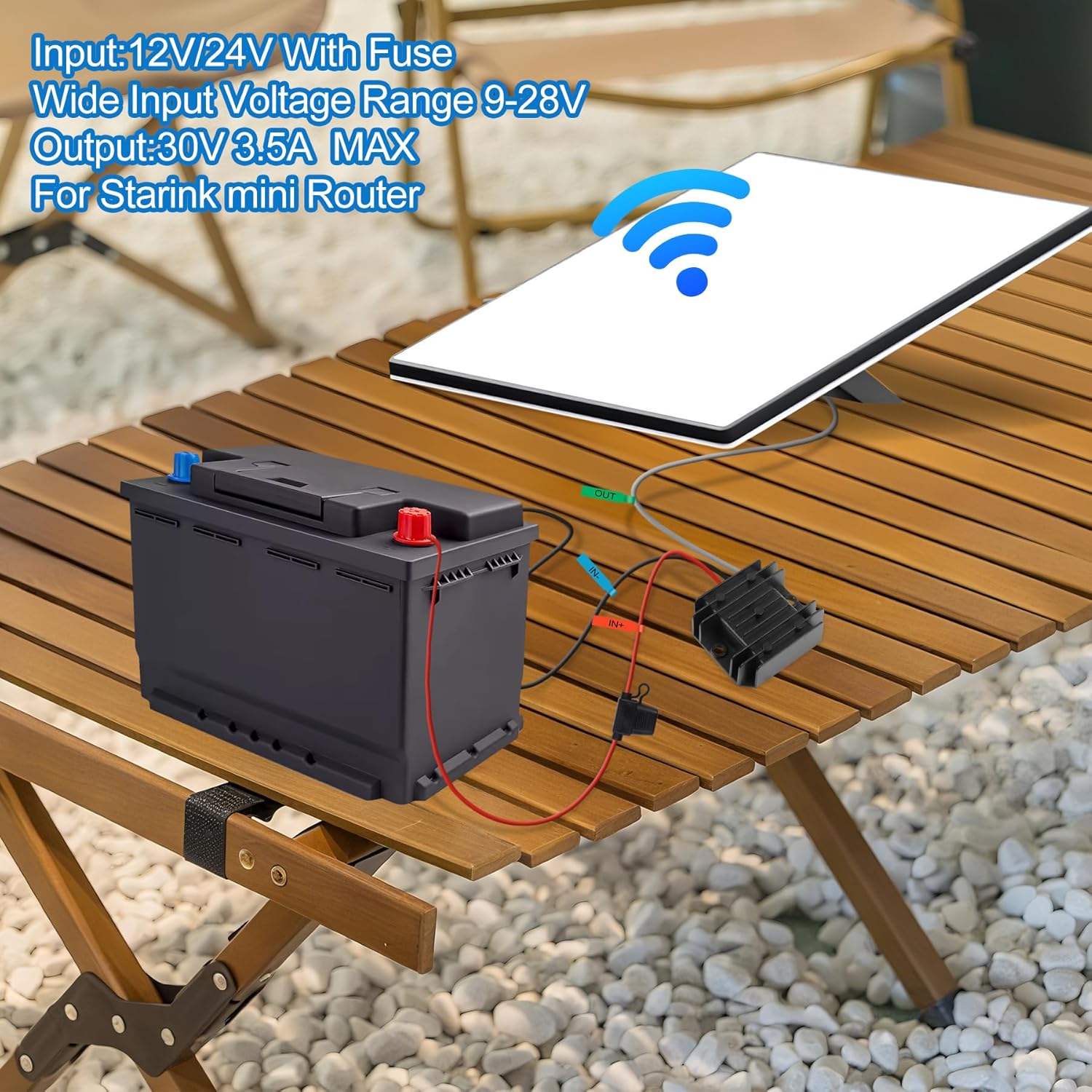 Starlink Mini Power Supply Starlink Mini 12V Adapter 12V/24V to 30V 3.5A, Waterproof DC Step Up Converter with Female Plug 9-28V Input for RV/Off-Grid/Marine, Starlink Mini Accessories - Image 2