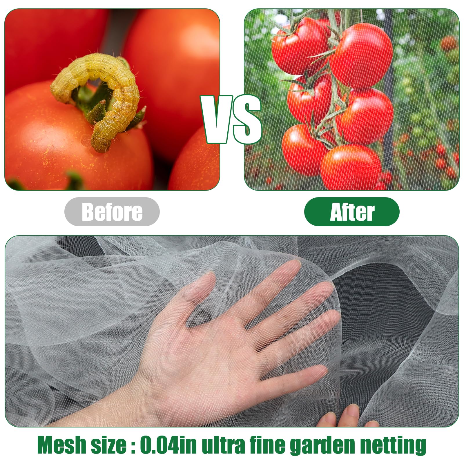 WEXFFU Insect Netting for Vegetables 2.5x10M Fine Mesh Netting Vegetable Covers for Garden Reusable Insect Mesh Protect Fruits Flower From Animals Pests Birds - Image 4