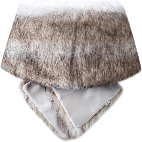 Vista 2 de Caracilia Women Luxury Faux Fur Coat Jackets Wrap Cape Shawl for Wedding Party