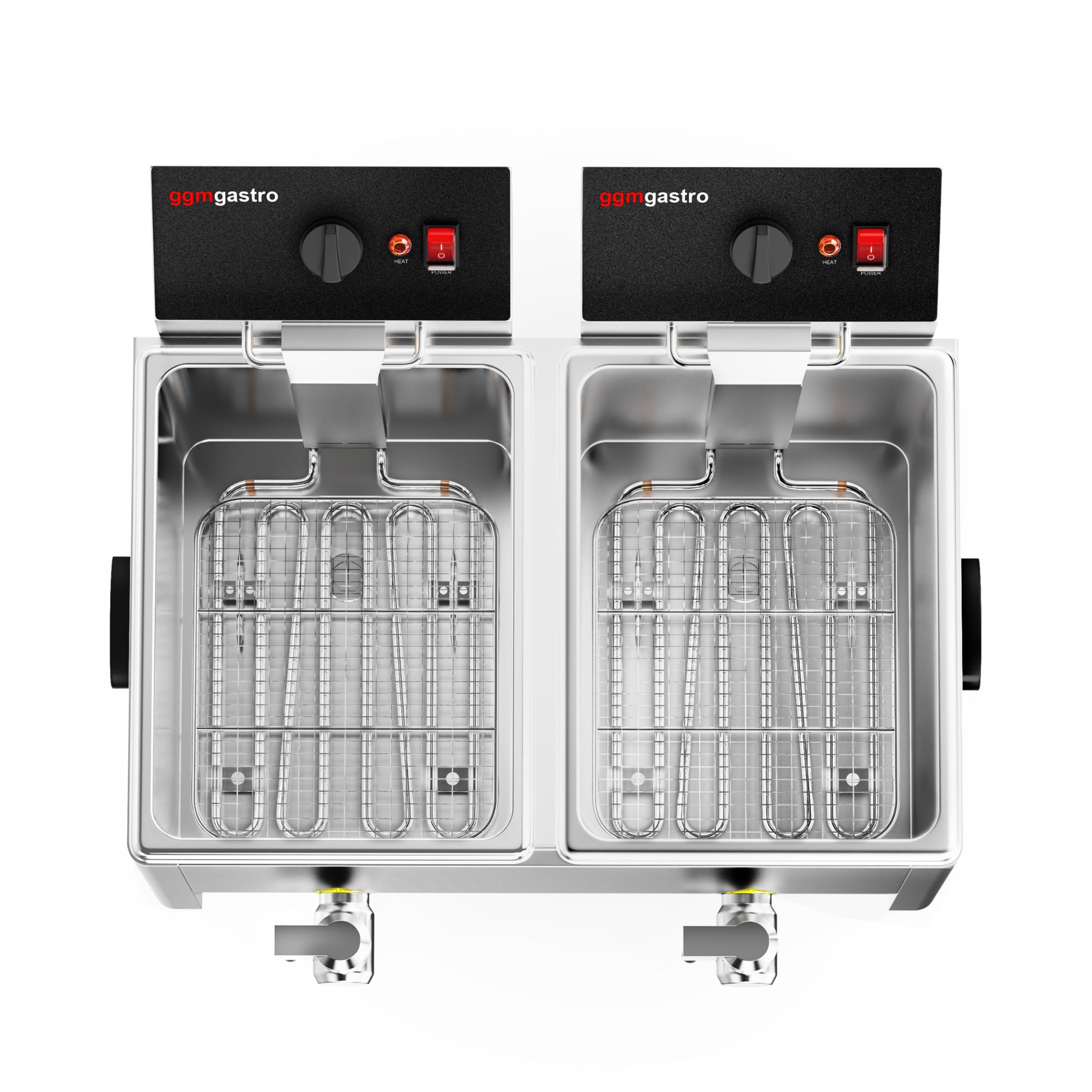 GGM Gastro Elektro Doppelfritteuse 2x8L 6,5kW | Ideal für den Dauereinsatz, hochwertige Edelstahlkonstruktion, schnelle Reinigung, hohe Standfestigkeit, komfortabel