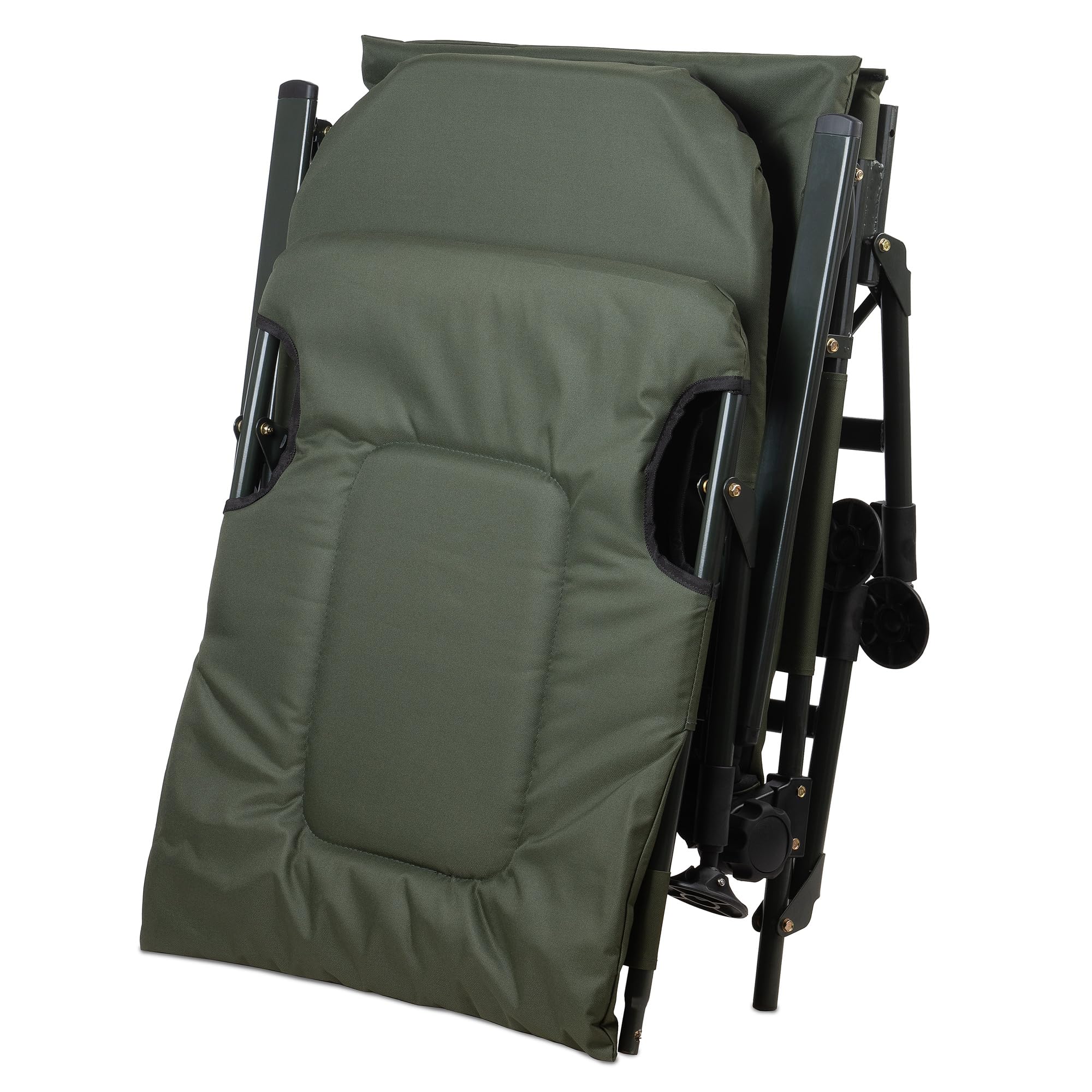 CampFeuer Silla de Pesca Plegable 2 en 1 Camuflaje Verde Oliva | Silla de Camping Regulable en Altura y Tumbona de Pesca | Silla de Viaje, para Camping, Acampada | Silla Plegable con Reposapiés