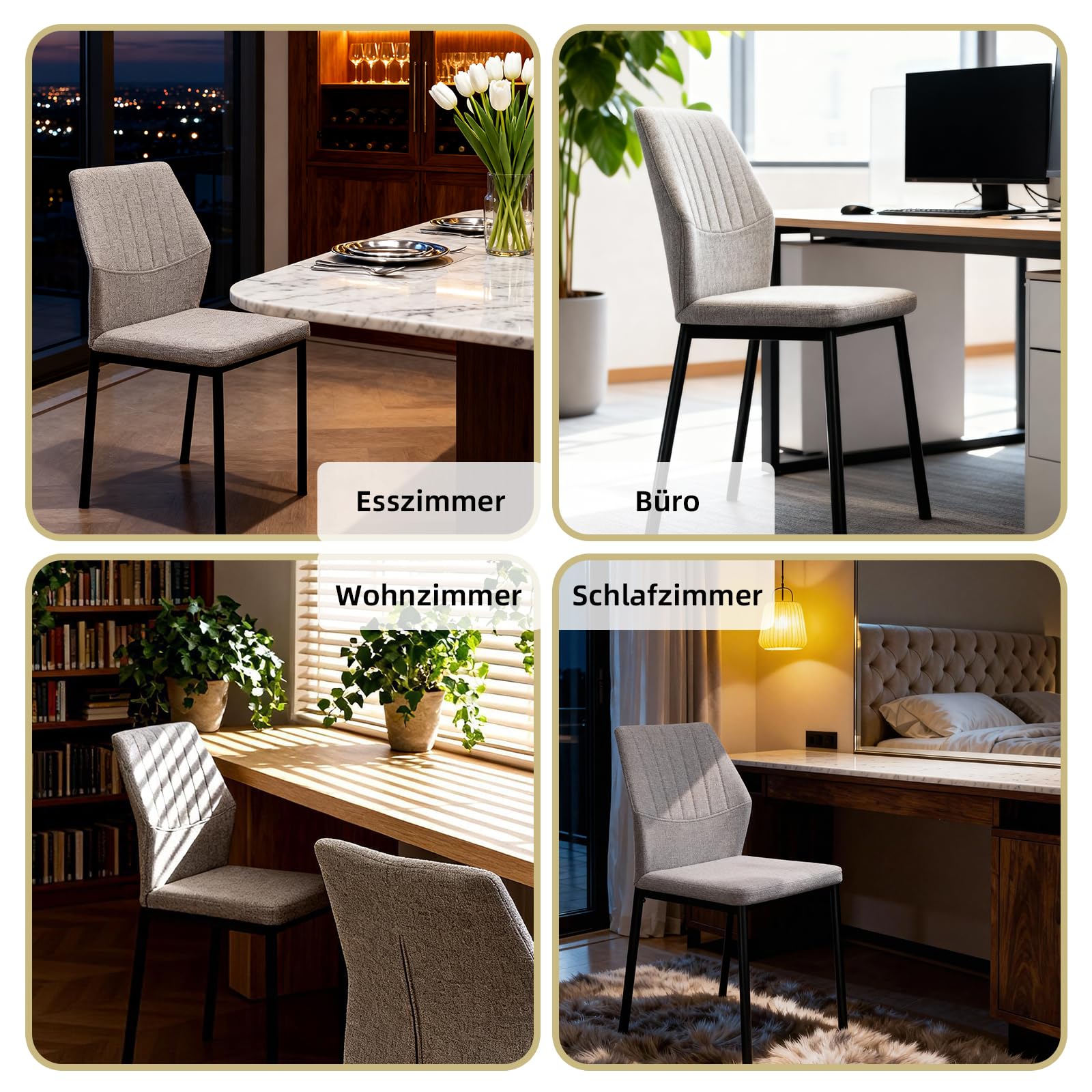 Esszimmerstühle Beige 2er Set, Küchenstuhl, Polsterstuhl Stühle, Esszimmer Beige Sitzfläche aus Polyester, für Esszimmer, Wohnzimmer, Schlafzimmer