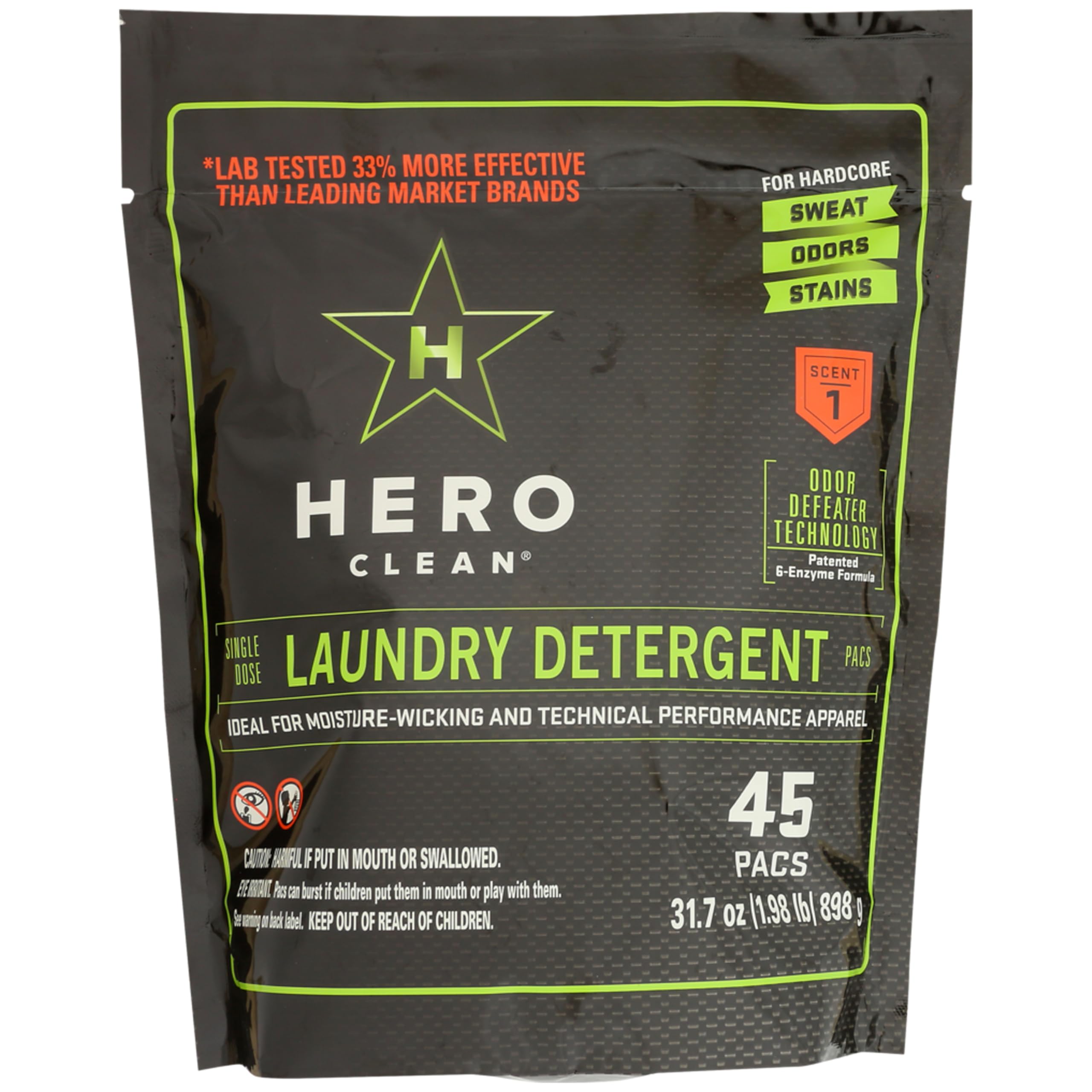 Hero Clean Laundry Detergent PACS, Scent 1, 45-Count