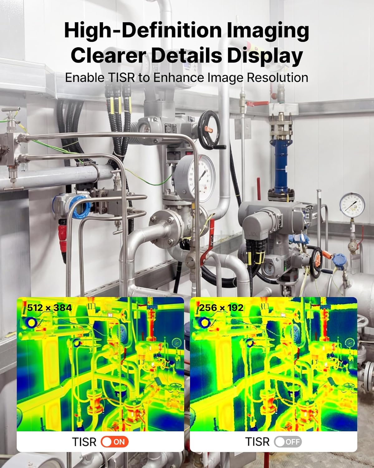 VEVOR Thermal Imaging Camera for Android & iOS, 512 x 384 Super Resolution, 25HZ Refresh Rate Infrared Thermal Imager for Smartphones Tablets, 256 x 192 IR Resolution, -4°F-1022°F & 6 Color Palettes