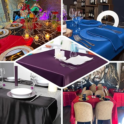 Miniatura 5 de Efavormart - Mantel rectangular de satén negro de 60 x 126 pulgadas