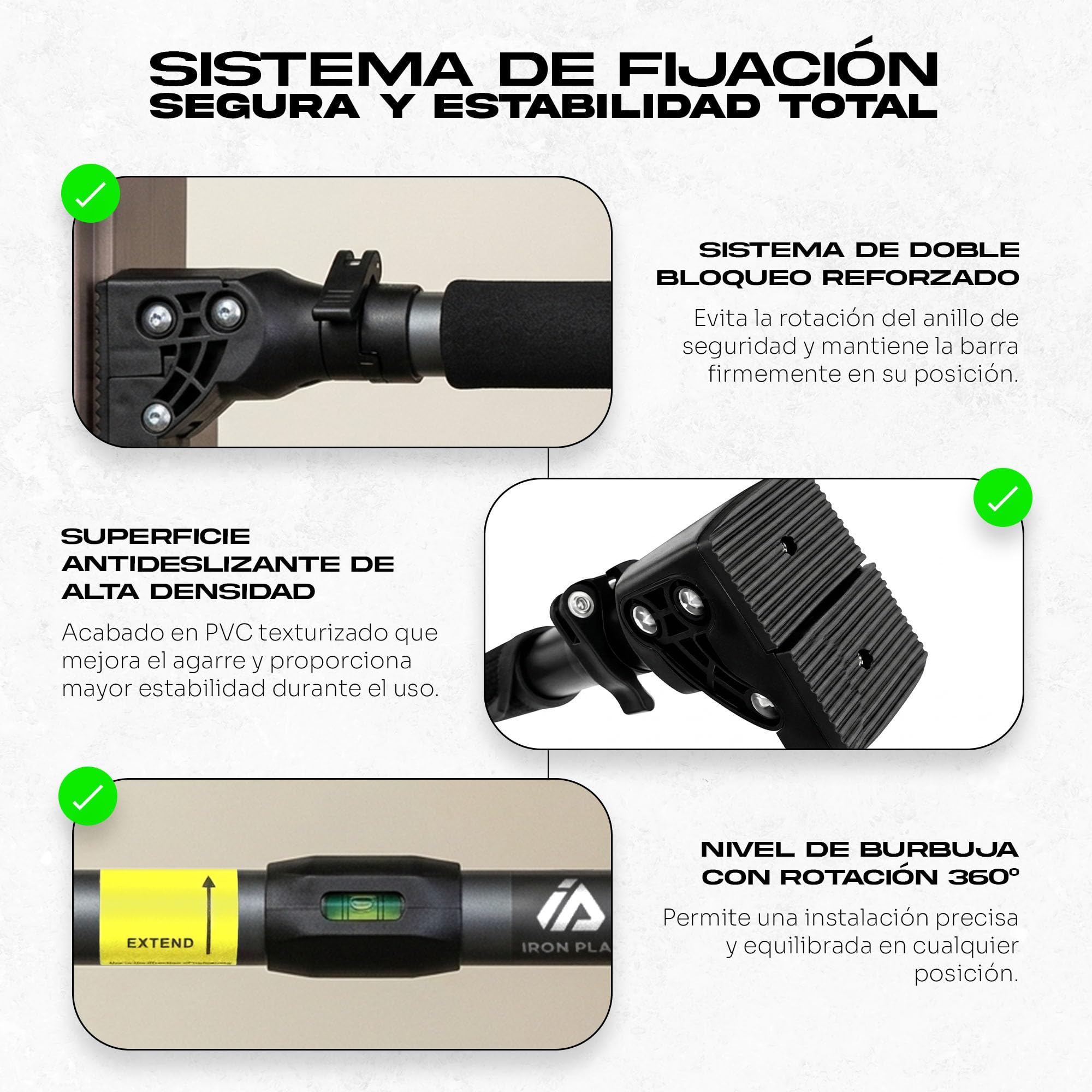 Barra Dominadas - Barra De Dominadas, Barra Dominadas Pared, Barra Dominadas Puerta, Dominadas en casa, Barra sin tornillos, Barra Ajustable, Pull Up Bar