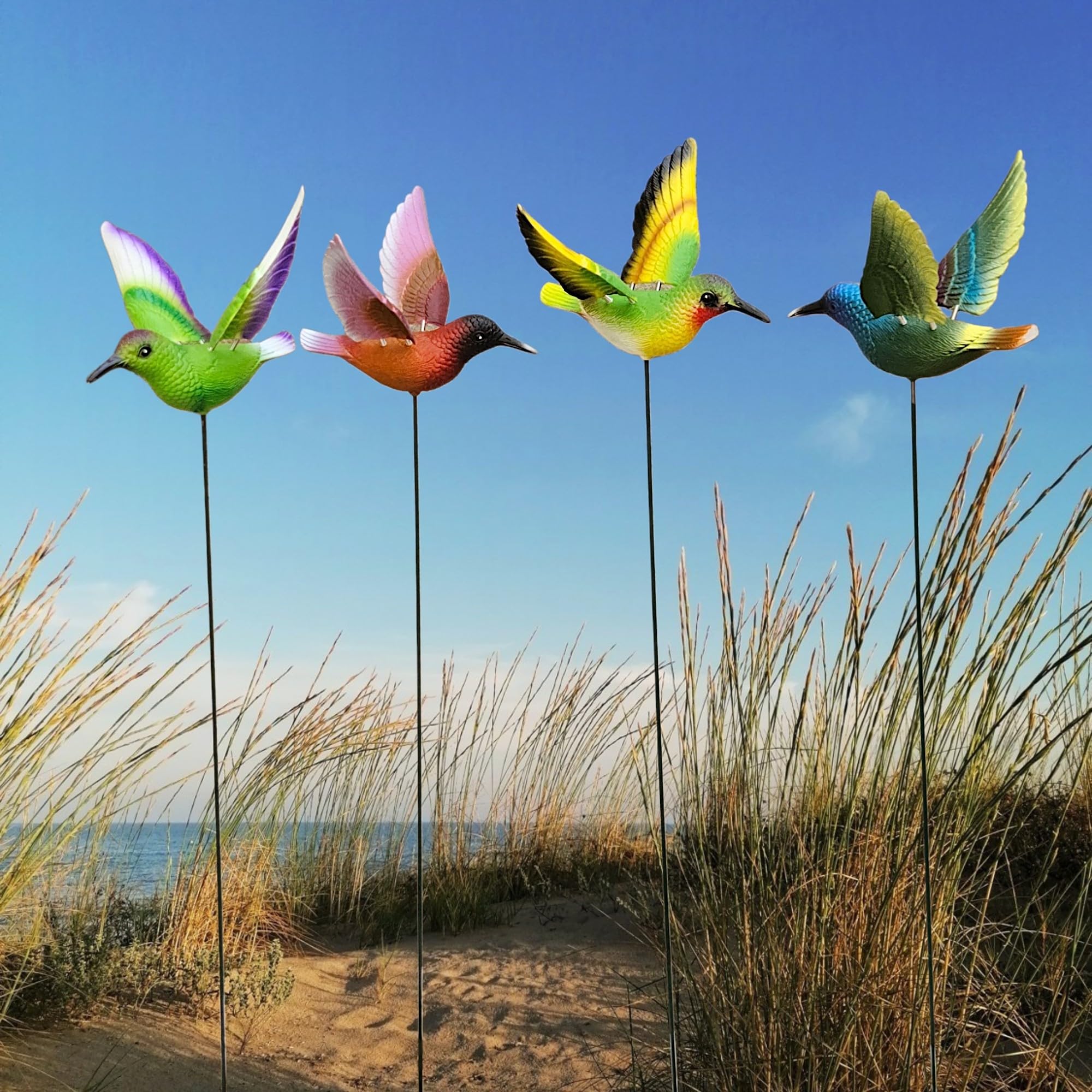 Hummingbird Garden Stick for Home & Garden Decor | Plastic Bird Plant Stake for Balcony, Lawn, Pots & Flower Beds | Unique Gift for Garden Lovers | Set of 4 Pc-image-23