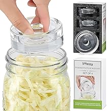 MFacoy 4-Pack of Fermentation Glass Weights with Easy Grip Handle for Great Wide Mouth Canning Mason Jars, Pickling Sourkrout Kraut Glass Weight Fermentation Kit with Easy Grip Handle, Dishwasher Safe