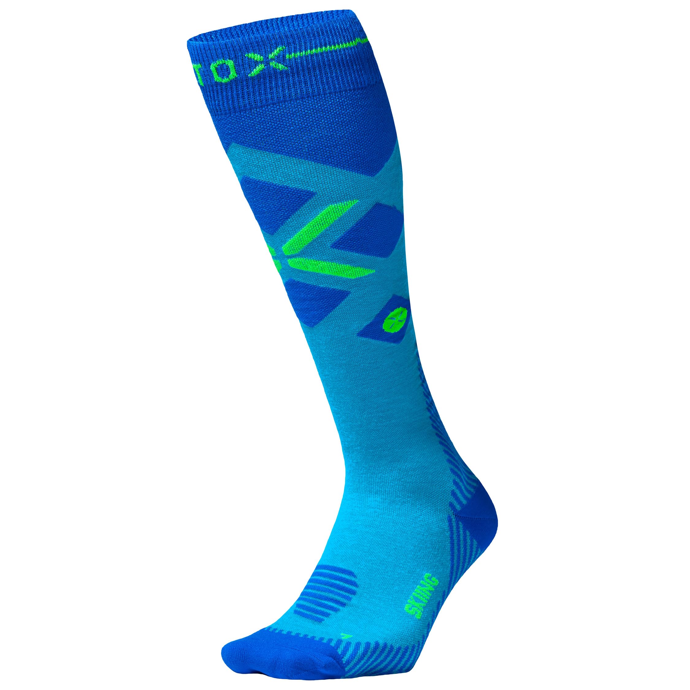 Stox Energy Socks Men's Turquoise / Green Ski Socks For Merino Wool Compression Socks, Ski And Snowboard Thermal Socks, Long Winter Sport Socks, Ankle And Calf Support, Anti Blister