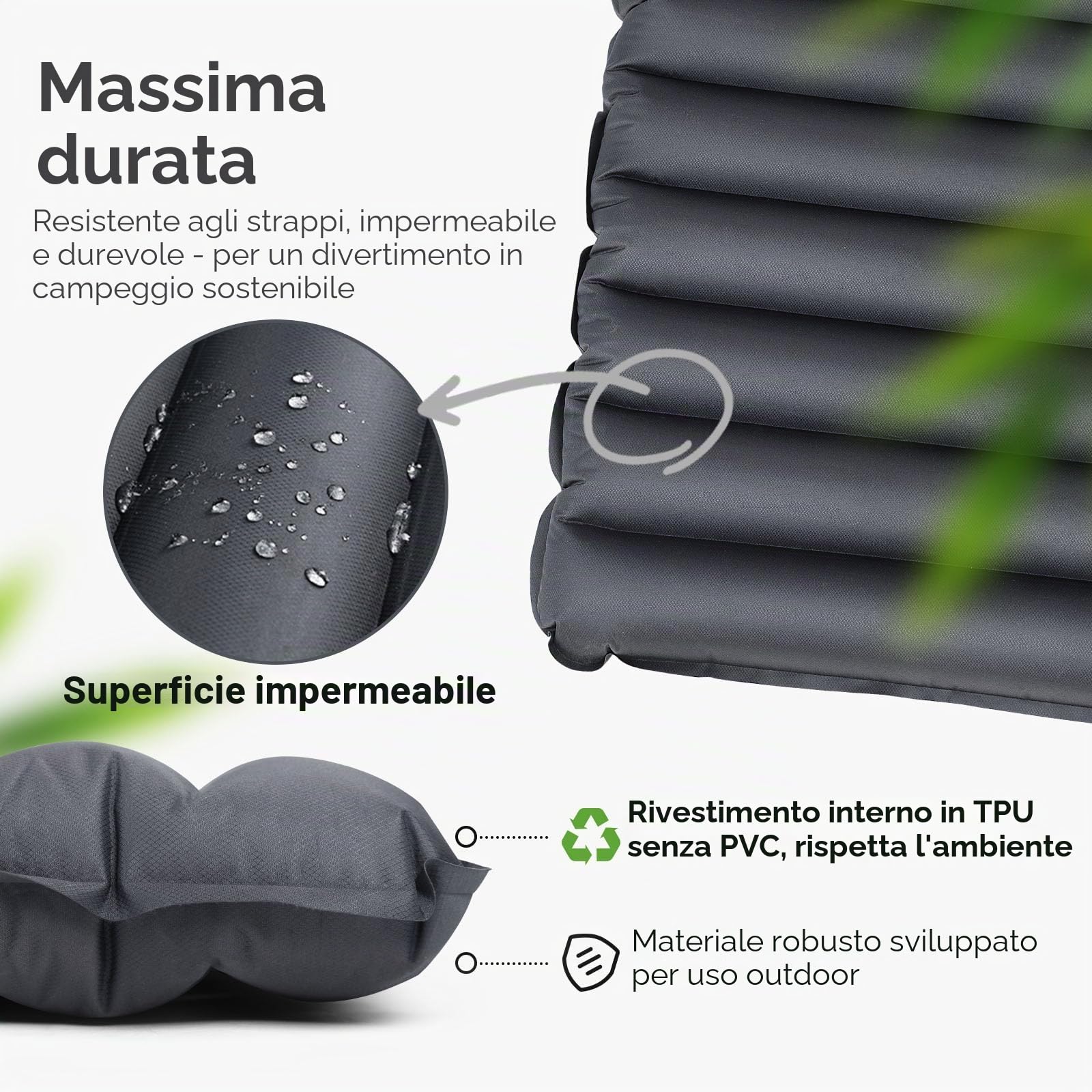 HIKENTURE materassino da campeggio ultraleggero con doppio materassino gonfiabile per 2 persone, materasso ad aria