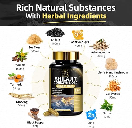 Miniatura 8 de Suplemento TMG (trimetilglicina) Gotas líquidas y cápsulas de Shilajit con musgo marino