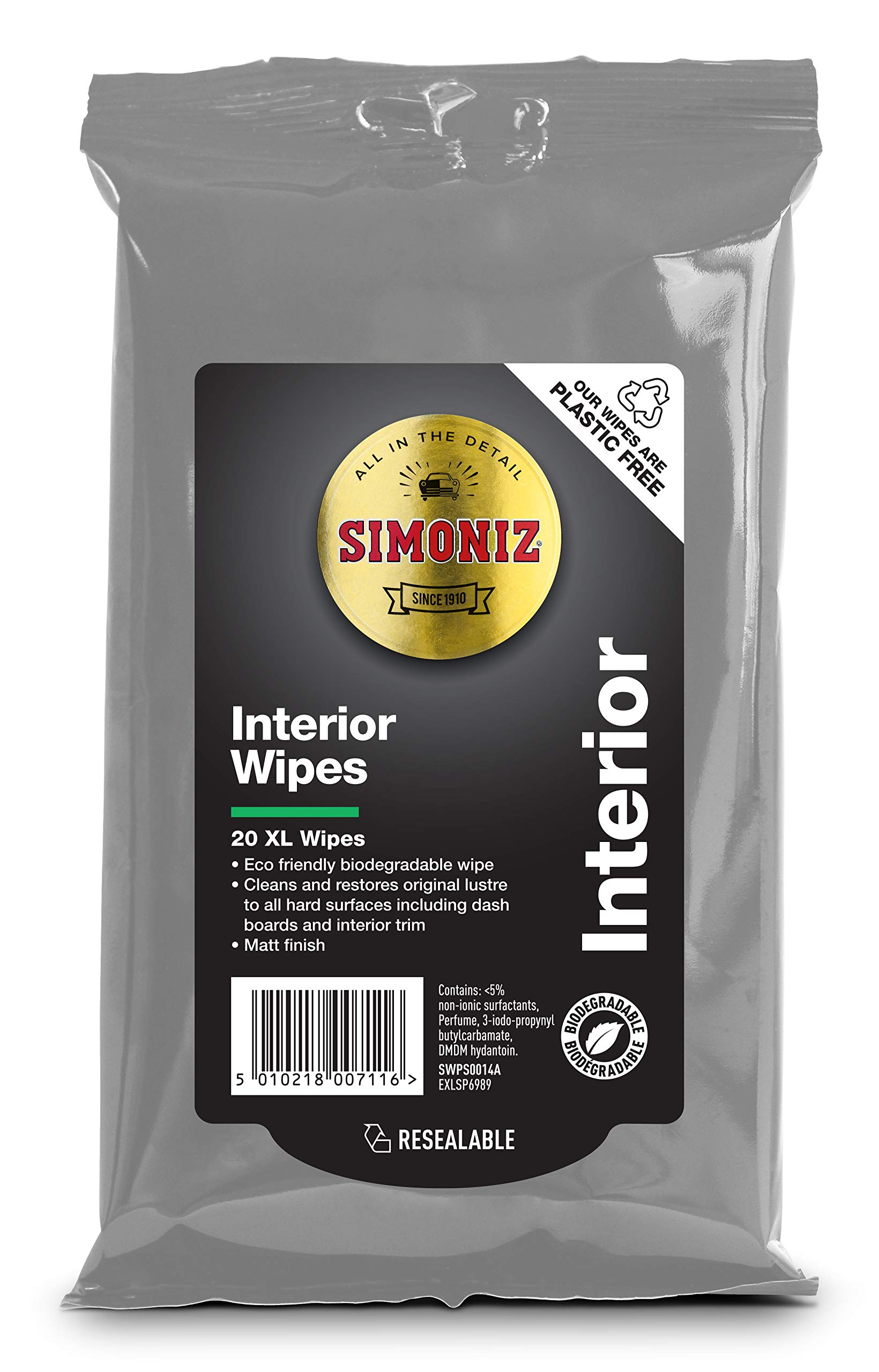 SIMONIZ SWPS0014A Interior Wipes Bio, White