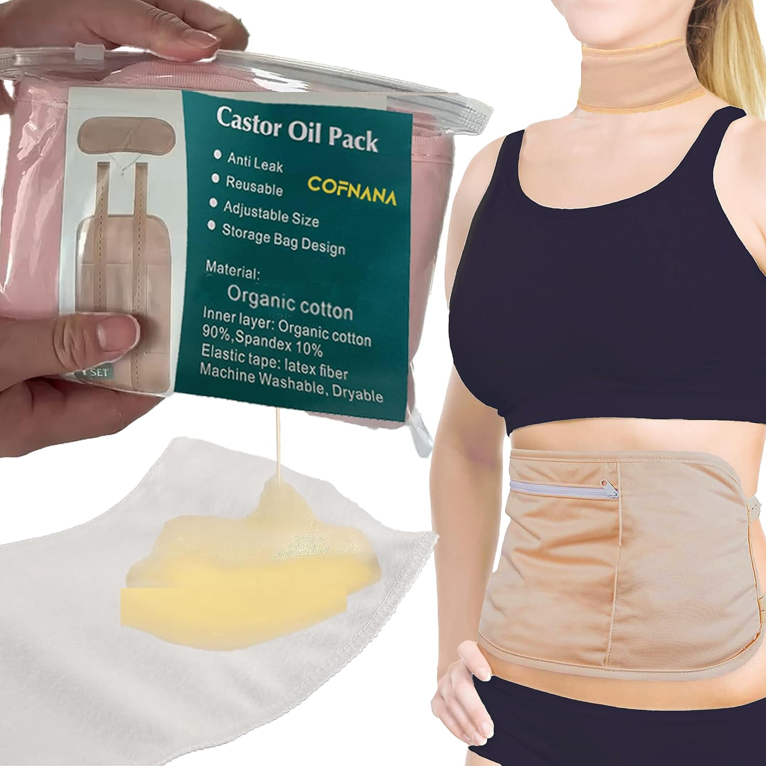 COFNANA Castor Oil Pack Wrap Castor Oil Wrap Reusable Caster Oil Pack Wrap