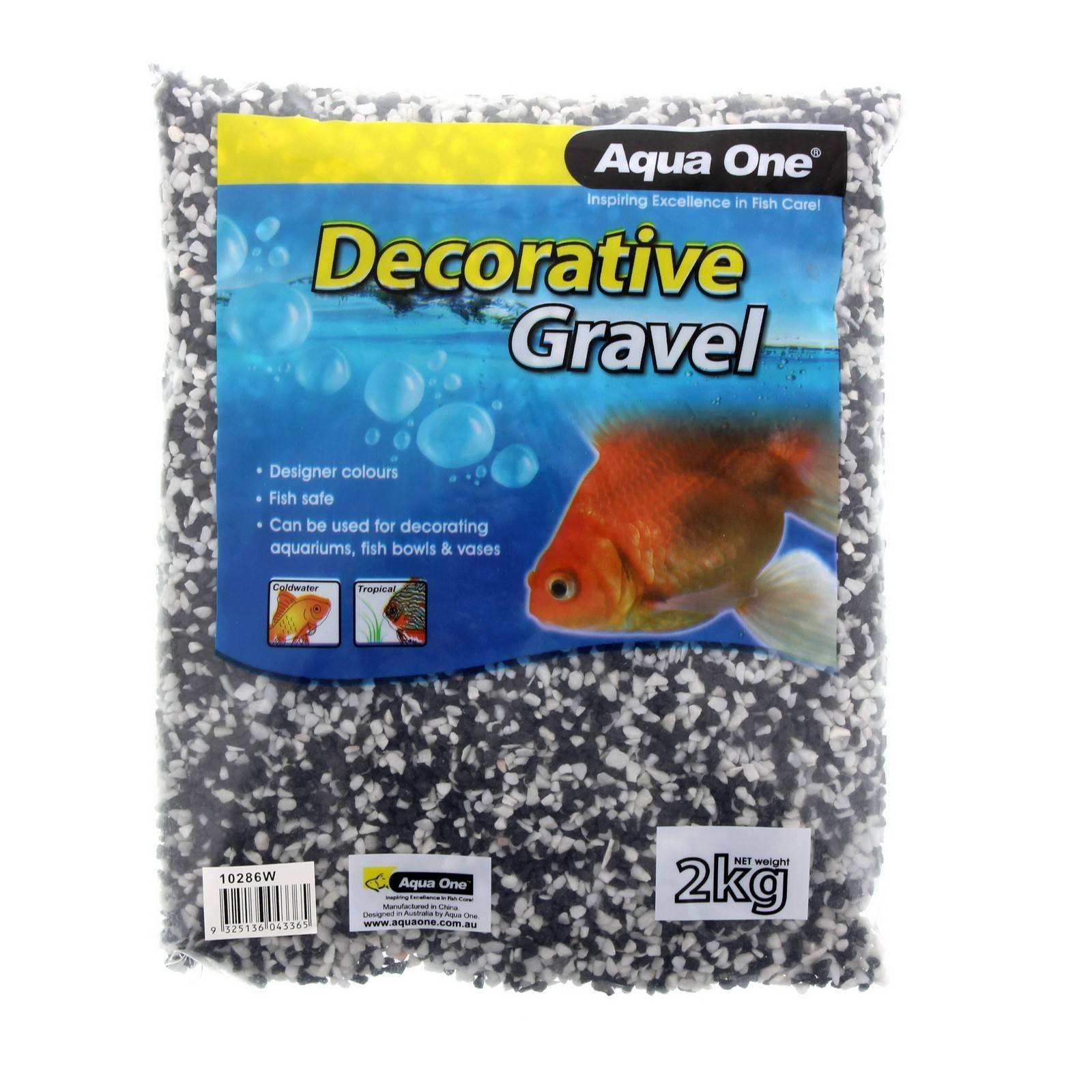 Aqua One Gravel Mixed White & Black 2Kg 2Mm