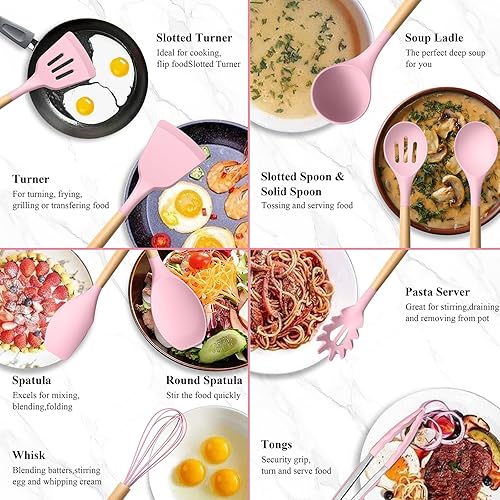 Miniatura 4 de HaWare Juego de utensilios de cocina de 10 piezas (rosa)